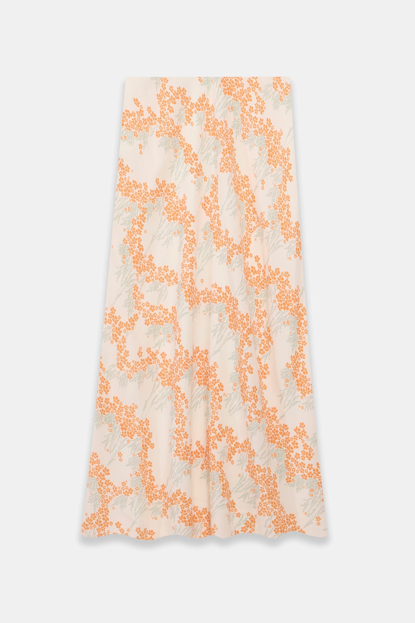 Cream Floral Print Midi Slip Skirt