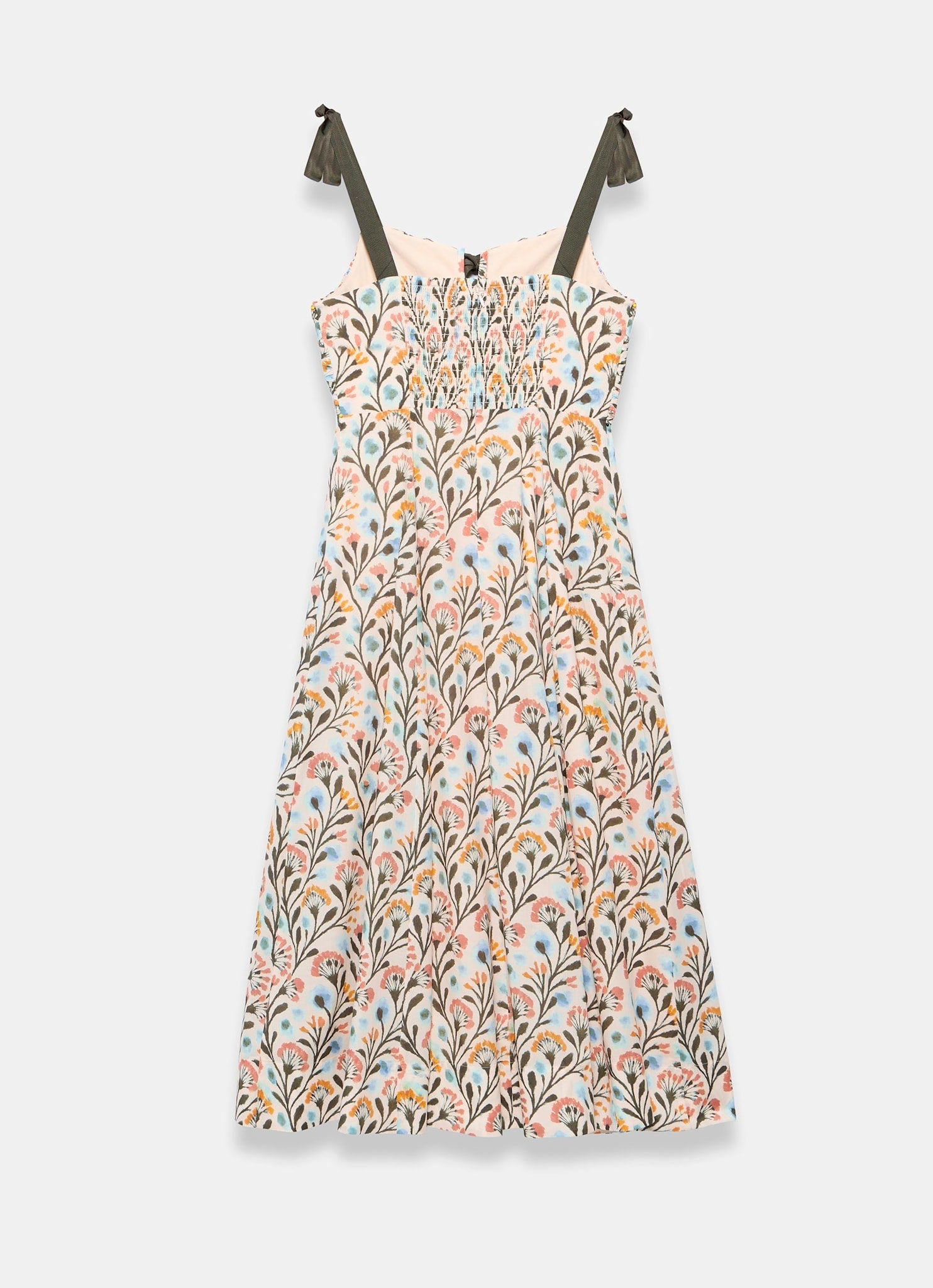 Blue Cotton Floral Print Midi Dress