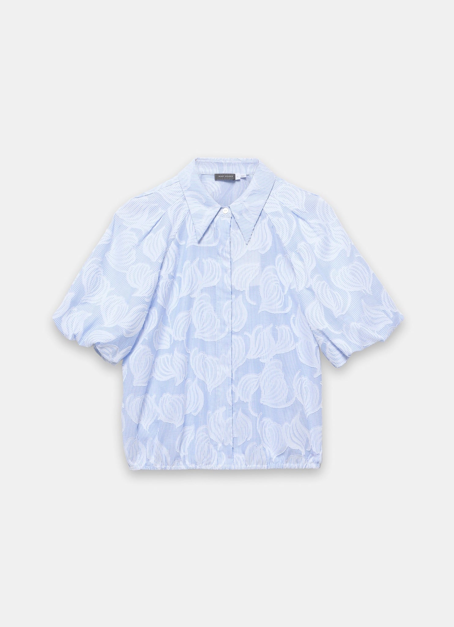 Blue Cotton Jacquard Striped Shirt