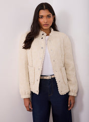 Cream Floral Jacquard Quilted Jacket