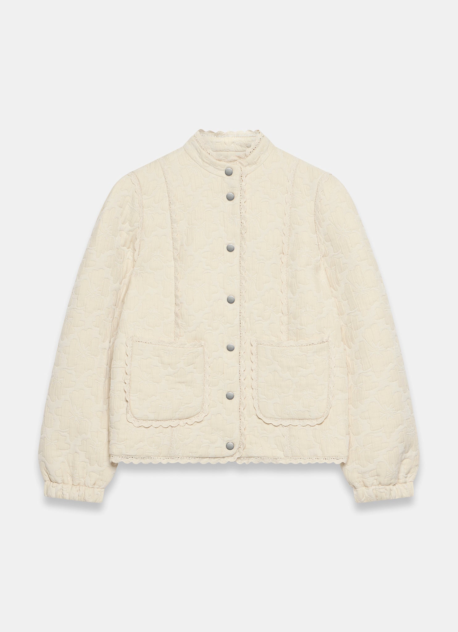 Cream Floral Jacquard Quilted Jacket