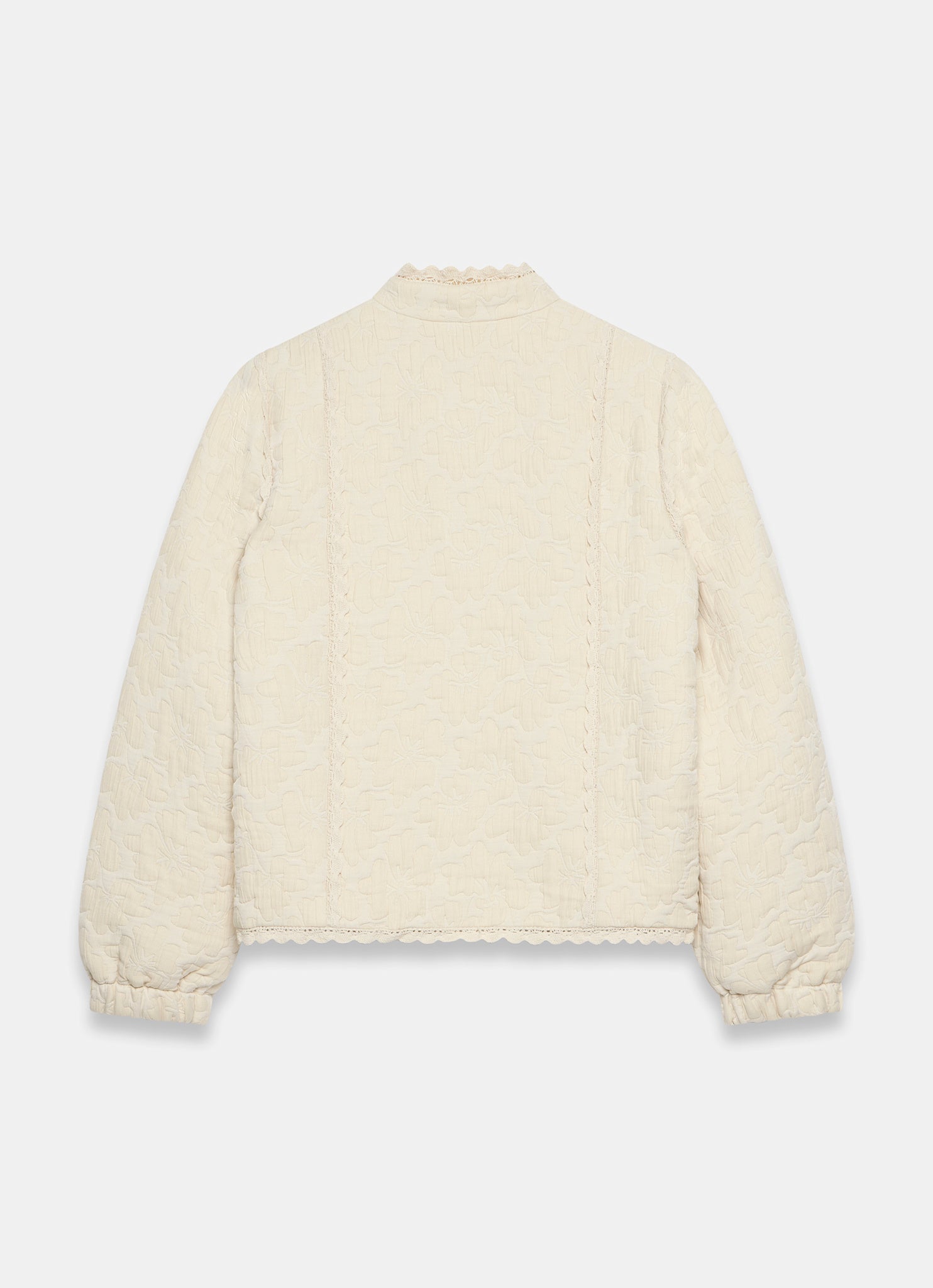 Cream Floral Jacquard Quilted Jacket