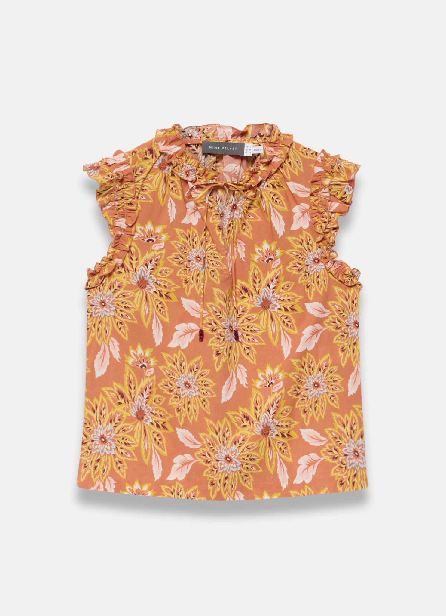 Orange Cotton Floral Print Top