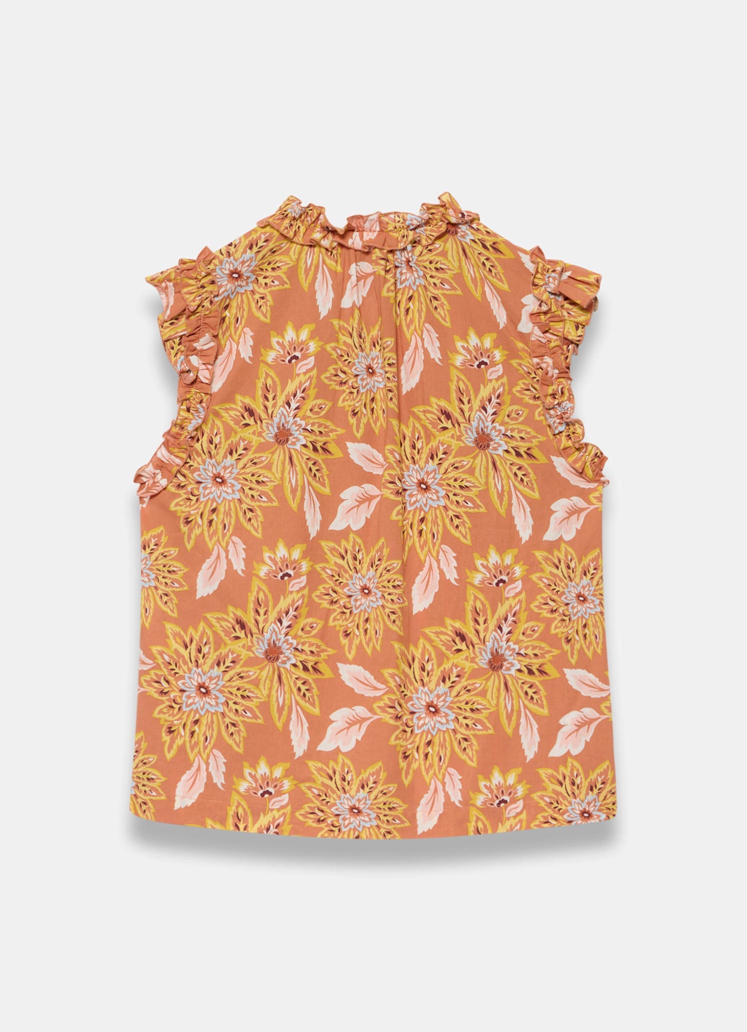 Orange Cotton Floral Print Top
