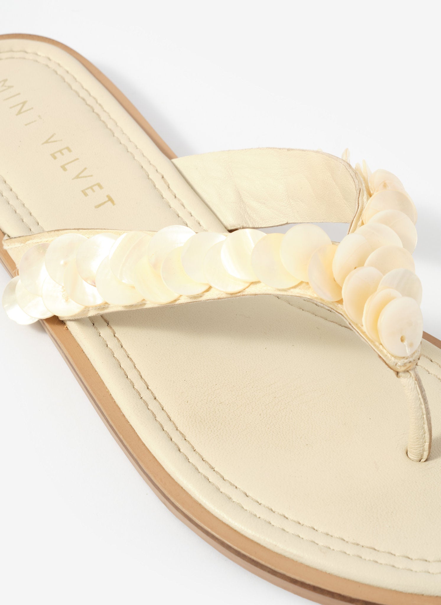 Freya Cream Pearl Detail Flip Flop Sandals