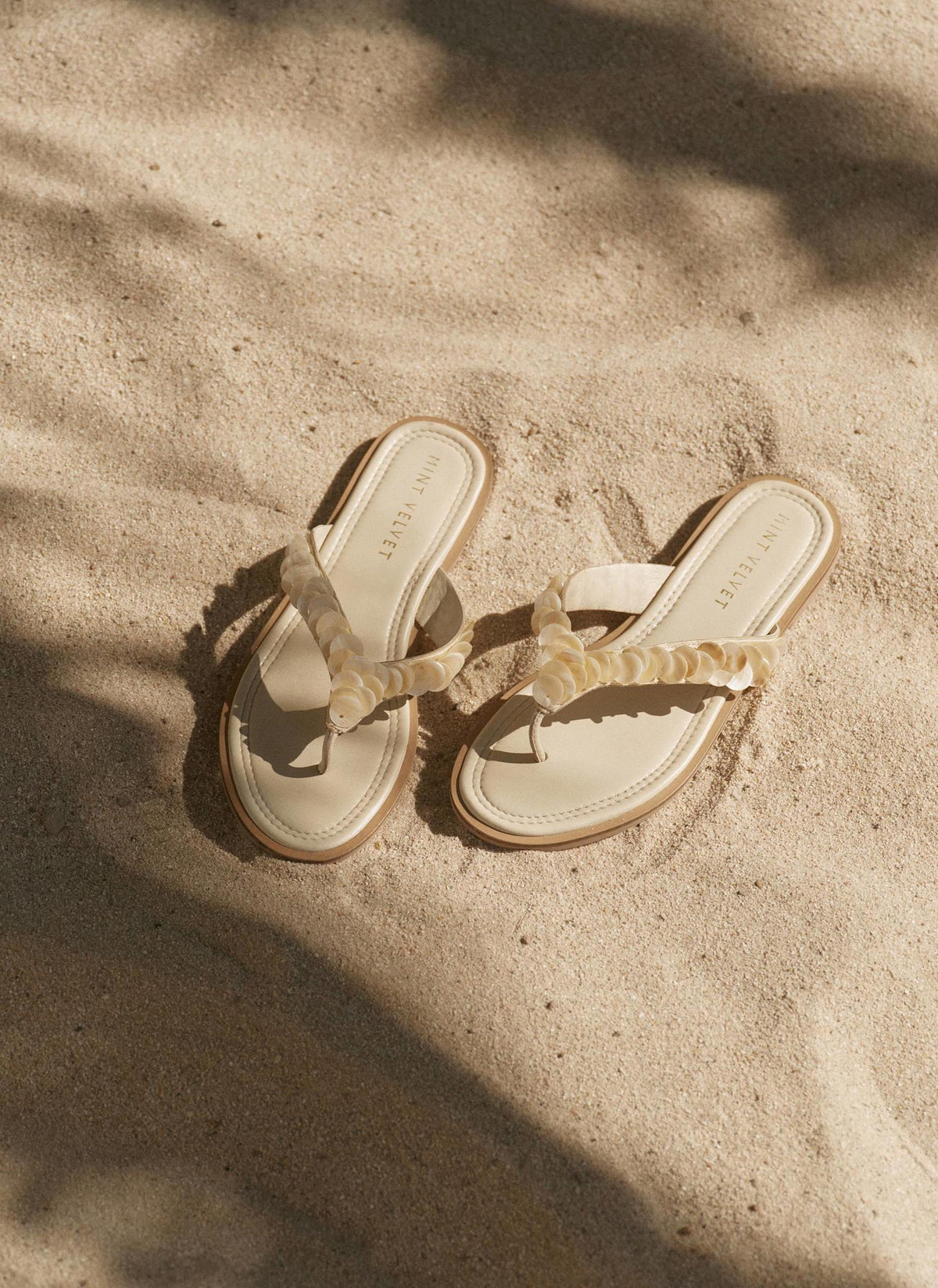 Freya Cream Pearl Detail Flip Flop Sandals