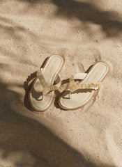 Freya Cream Pearl Detail Flip Flop Sandals