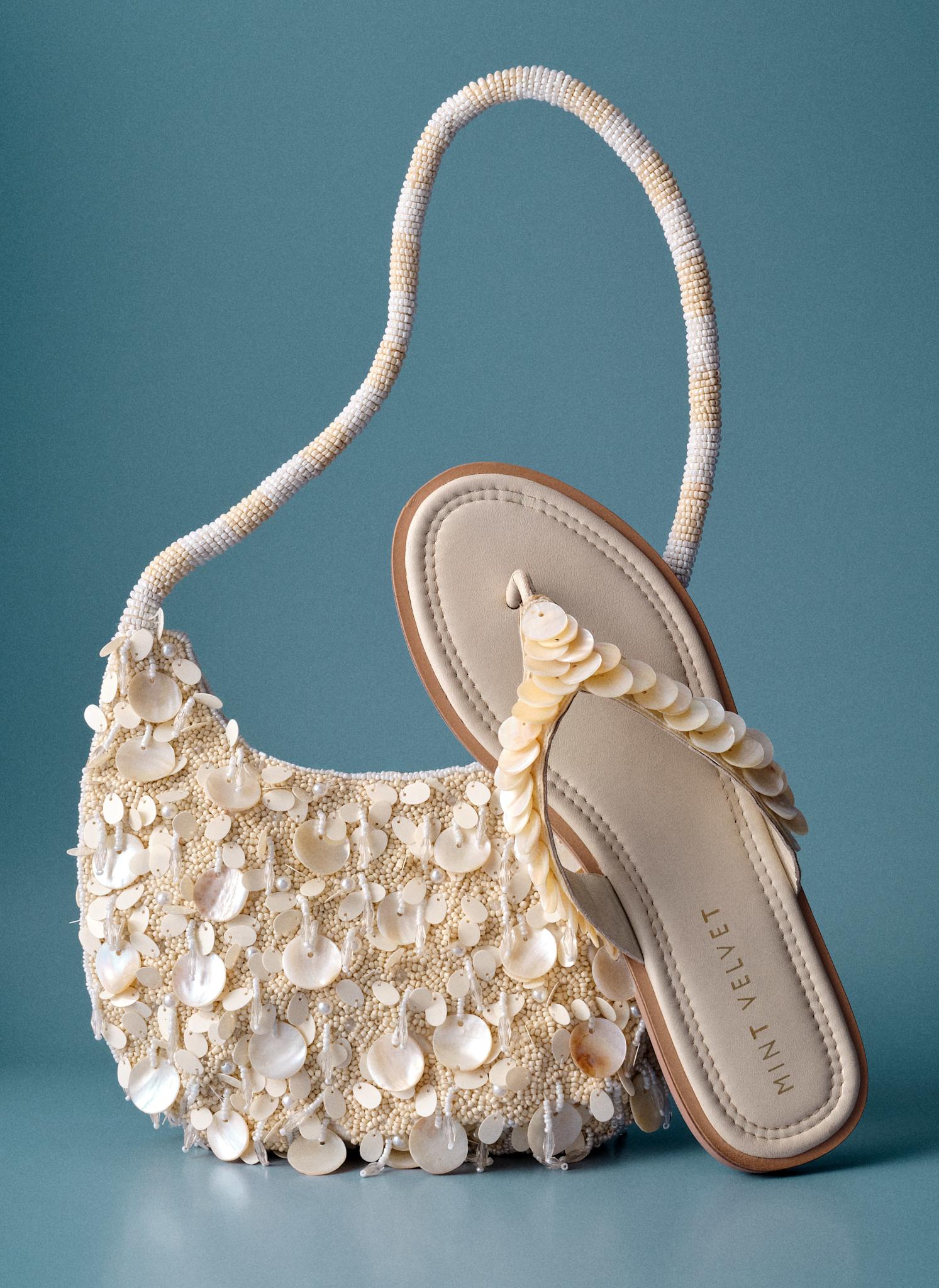Freya Cream Pearl Detail Flip Flop Sandals
