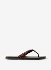 Freya Brown Pearl Detail Flip Flop Sandals