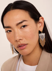 Mixed Metal Fringed Statement Earrings