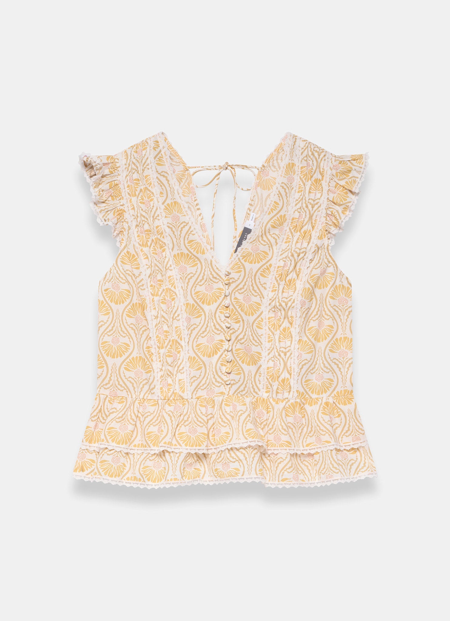 Yellow Cotton Floral Print Top