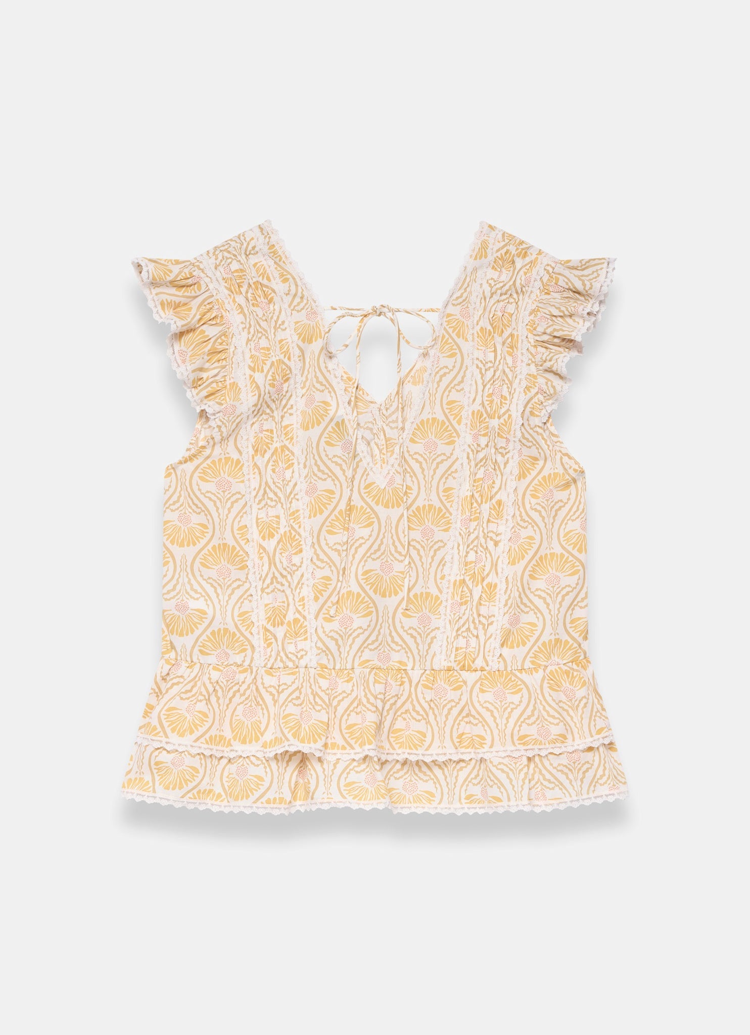 Yellow Cotton Floral Print Top