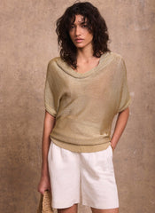 Gold Metallic Knit Top