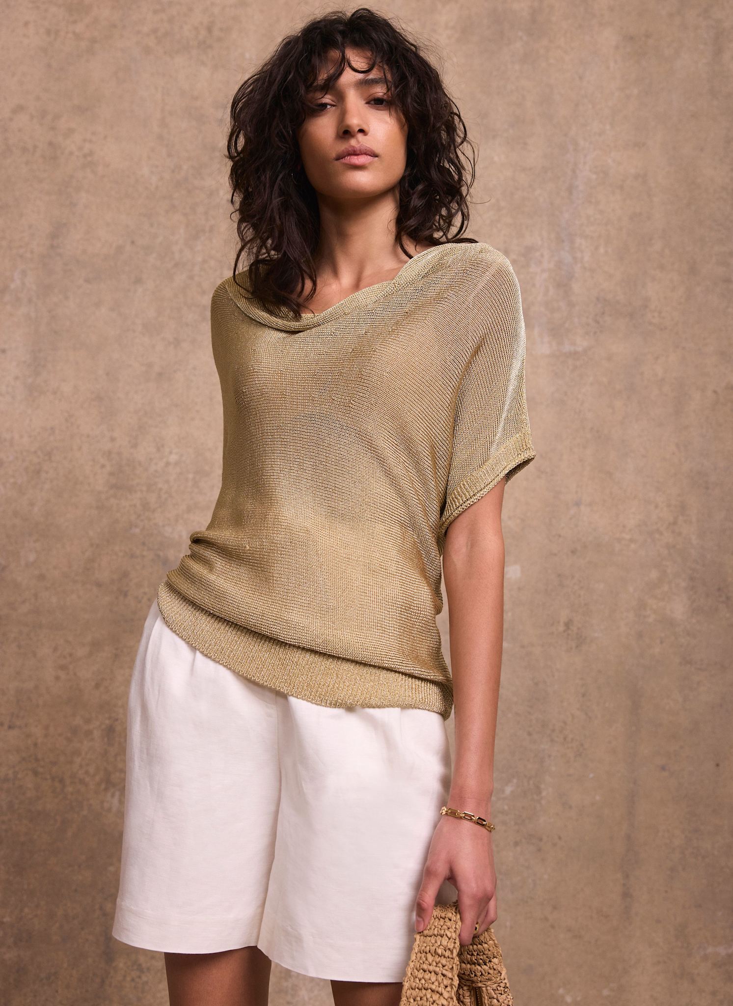 Gold Metallic Knit Top