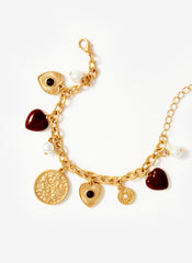 Gold Tone Multi Charm Bracelet