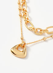 Gold Tone Double Layered Chain Necklace
