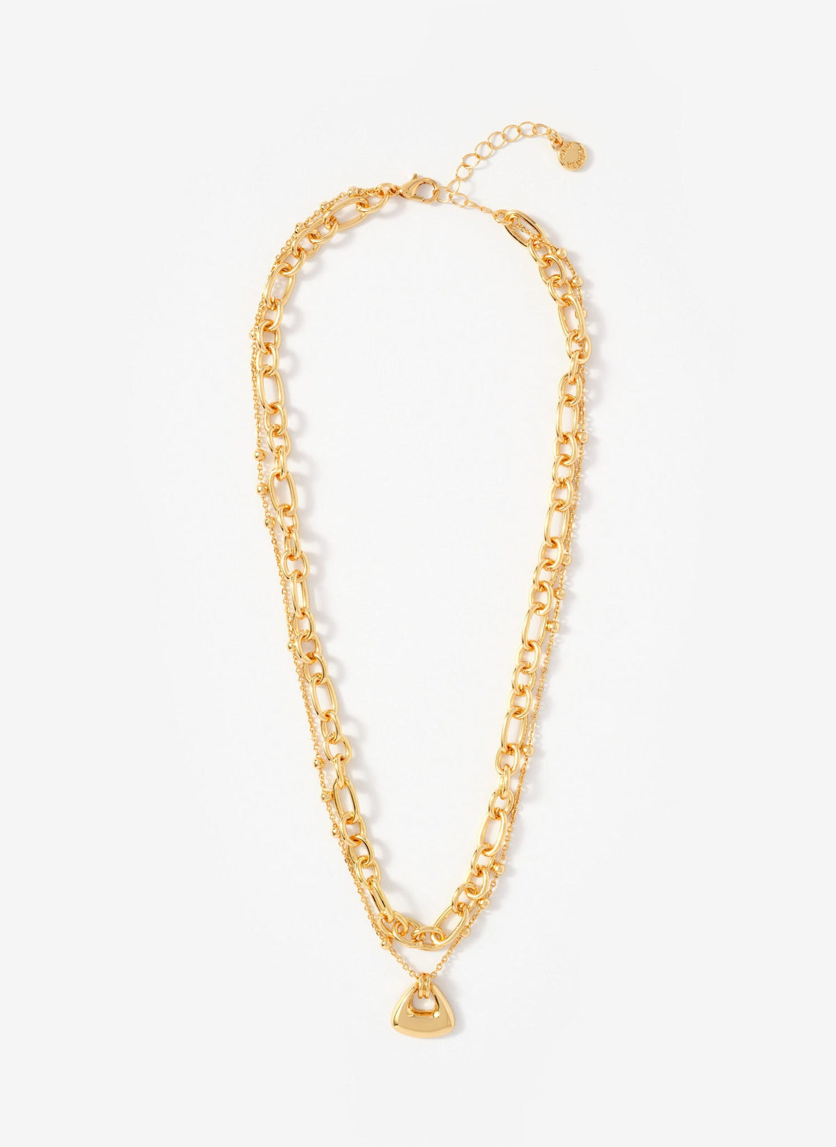 Gold Tone Double Layered Chain Necklace