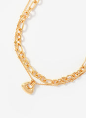 Gold Tone Double Layered Chain Necklace