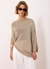 Gold Metallic Knit Poncho Top