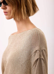 Gold Metallic Knit Poncho Top