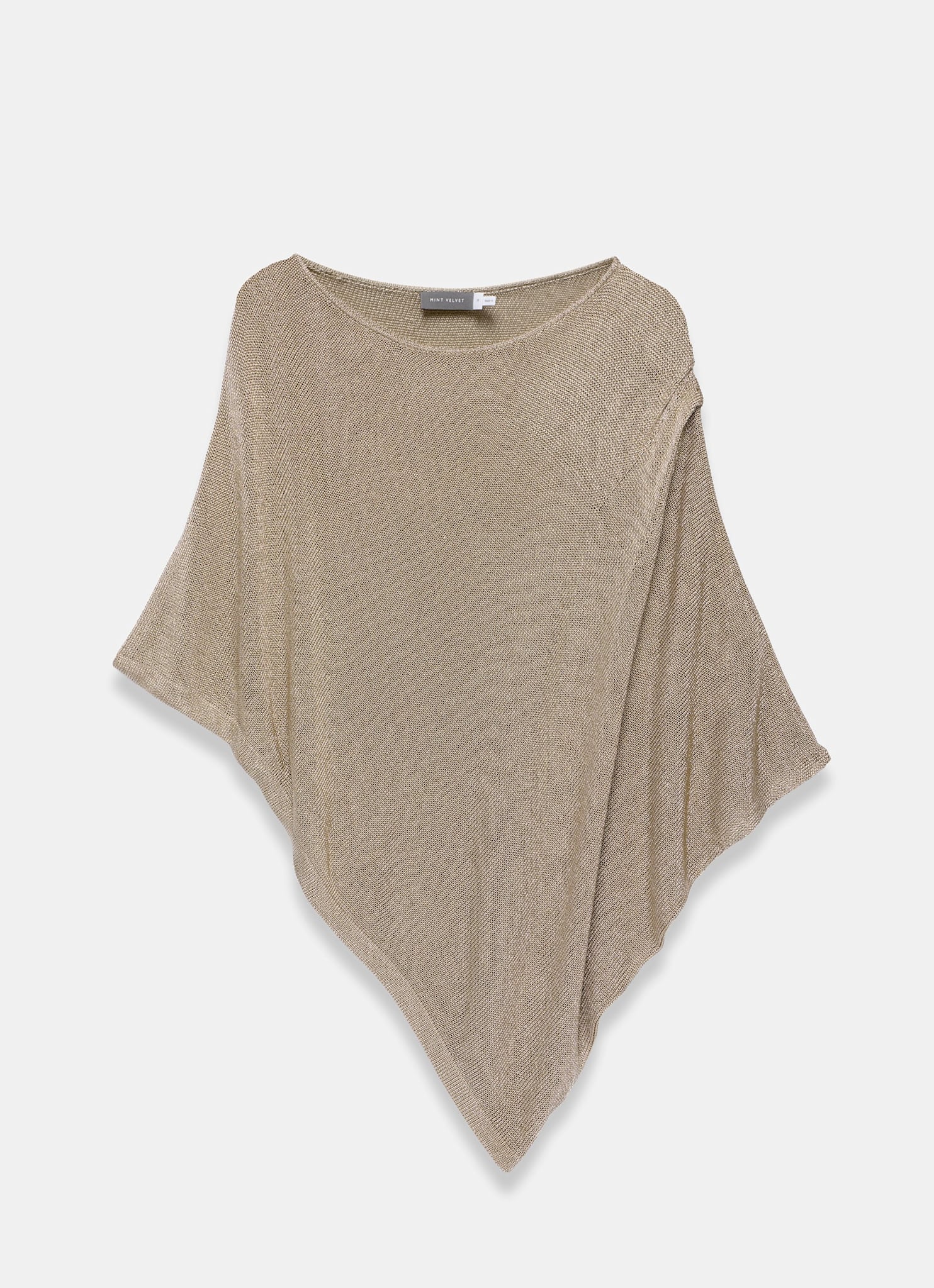 Gold Metallic Knit Poncho Top