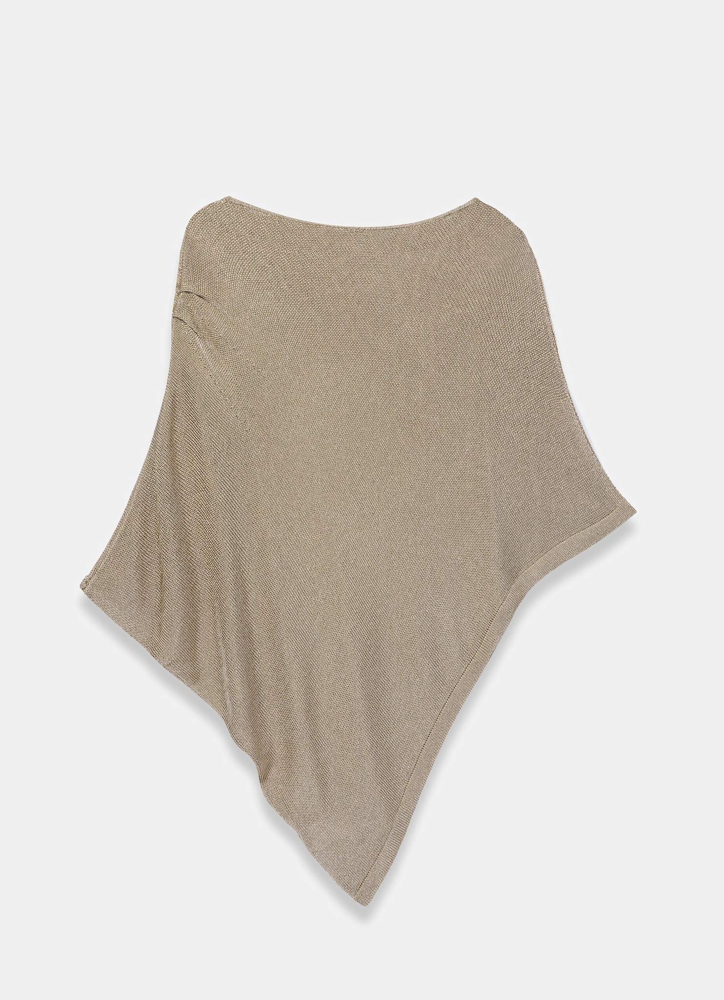 Gold Metallic Knit Poncho Top