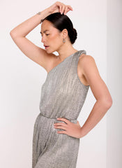 Gold Plisse Asymmetric Jumpsuit