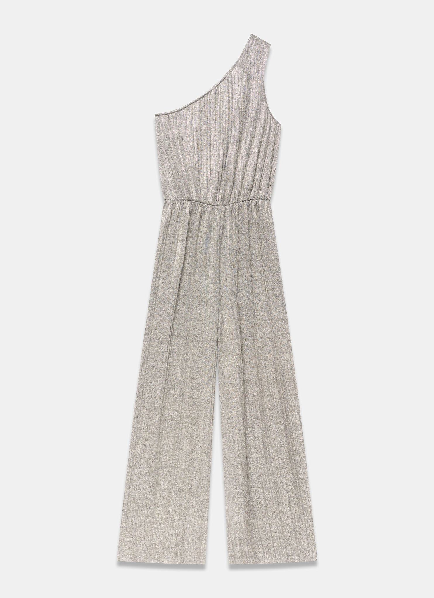 Gold Plisse Asymmetric Jumpsuit