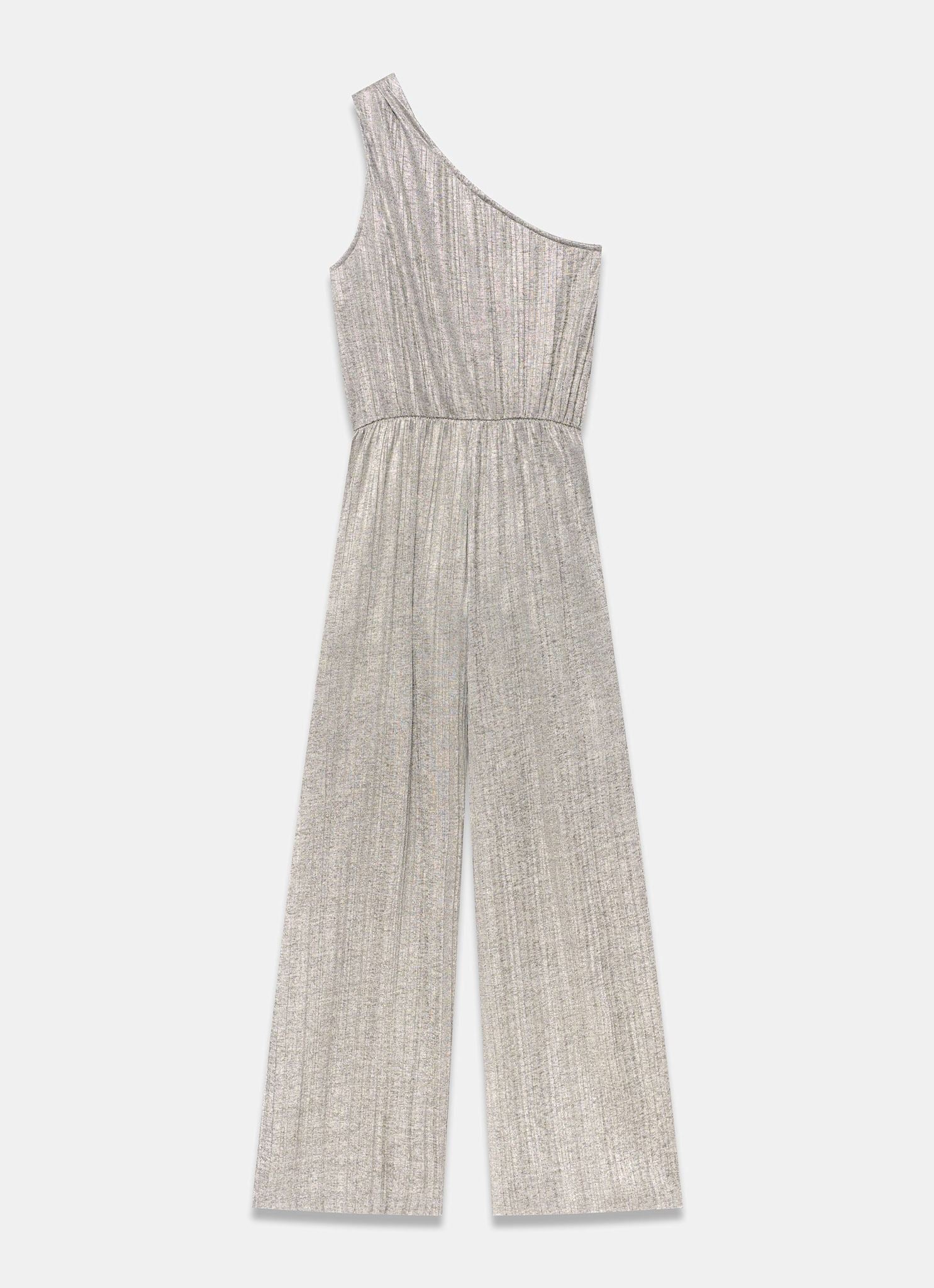 Gold Plisse Asymmetric Jumpsuit