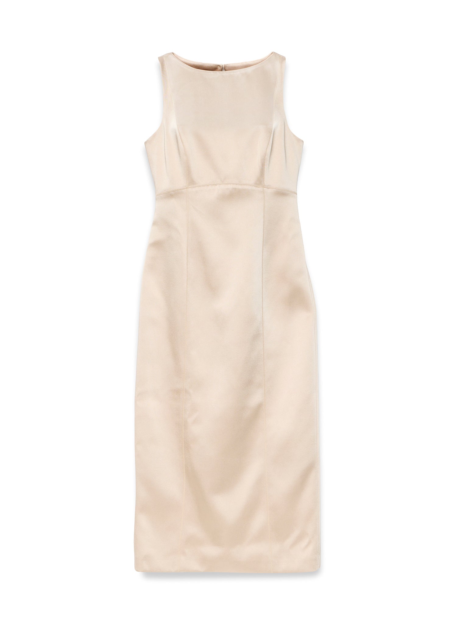 Gold Satin Midi Shift Dress