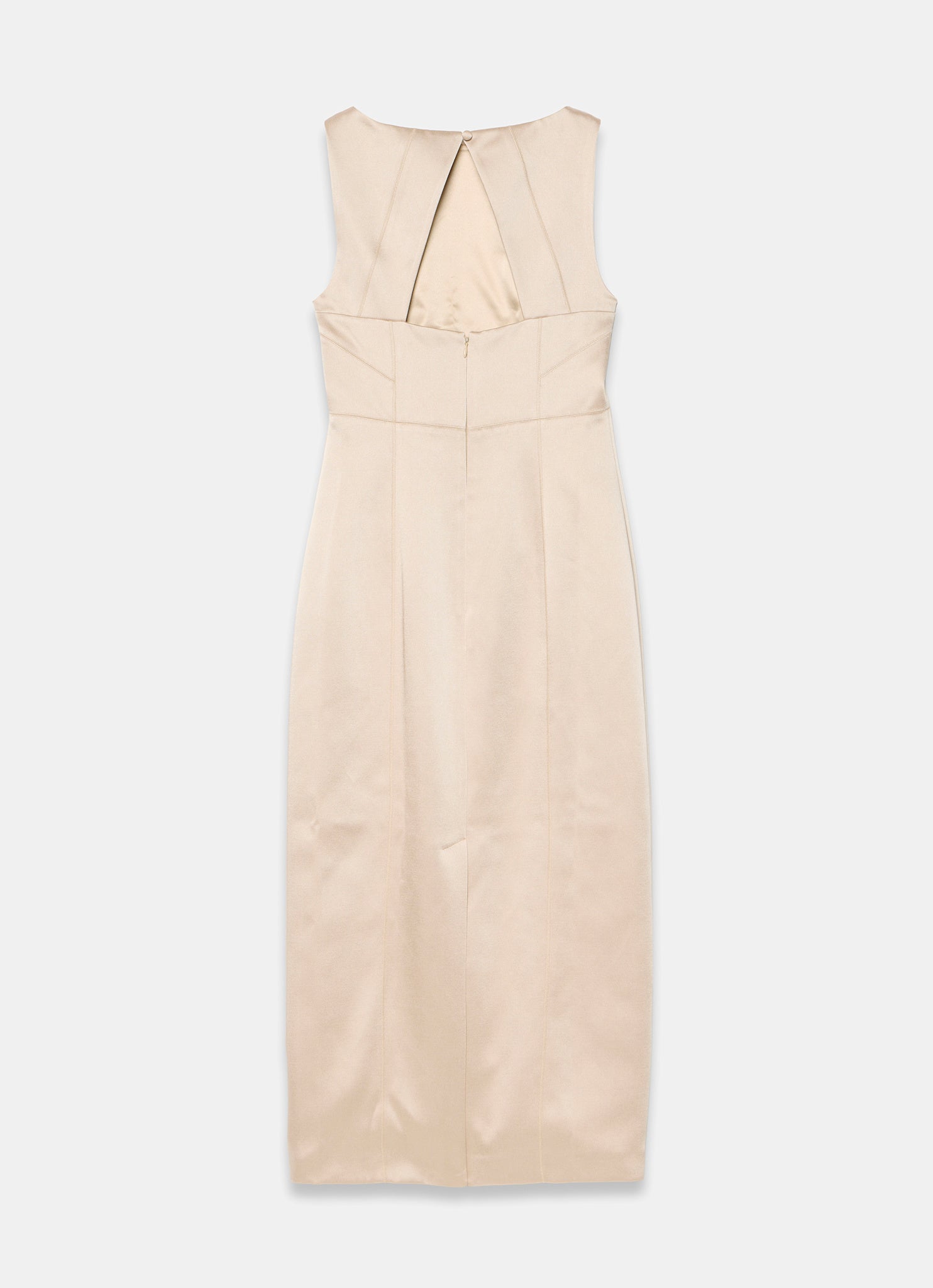 Gold Satin Midi Shift Dress