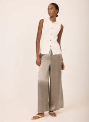 Gold Metallic Satin Wide Trousers