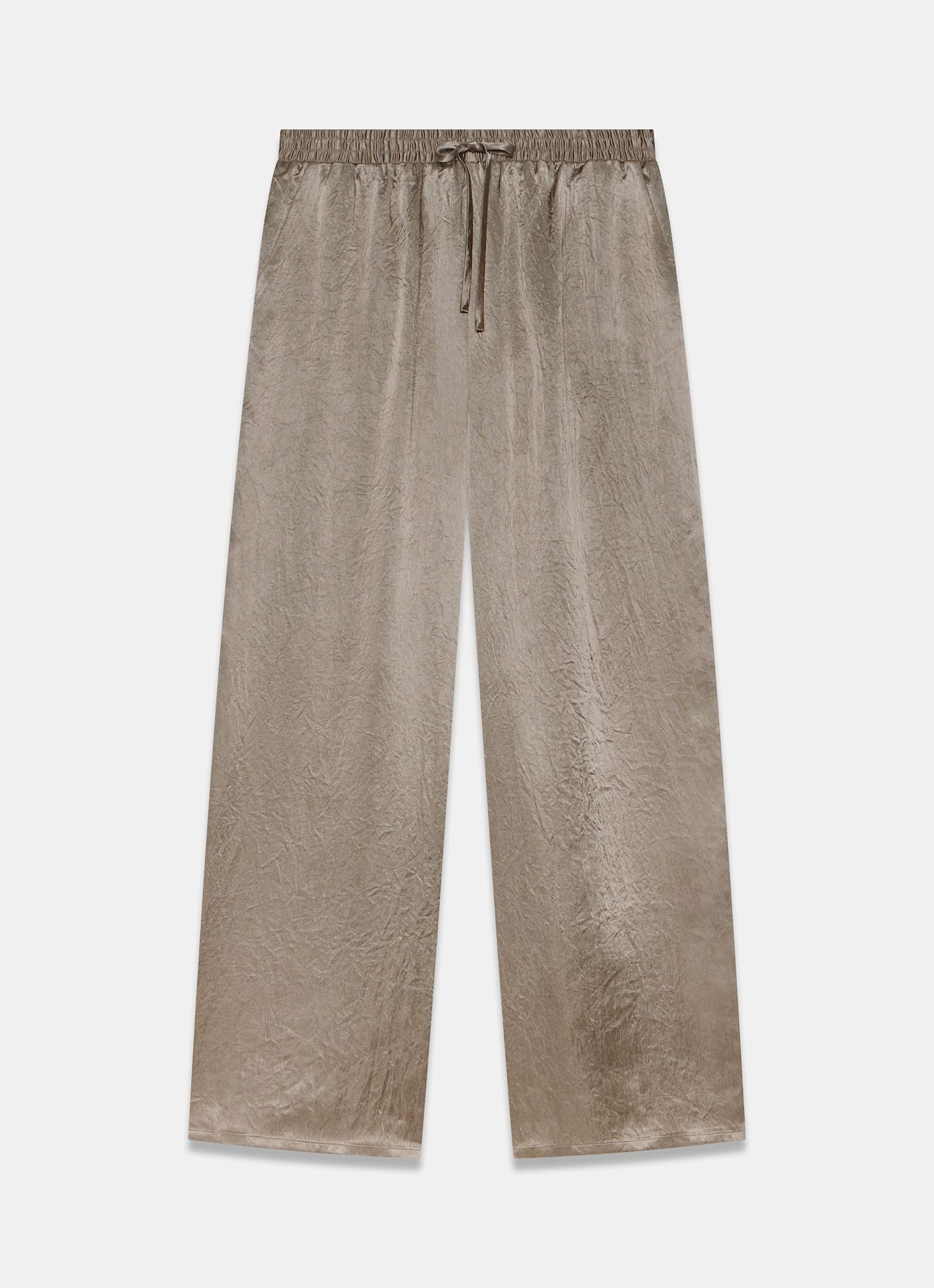 Gold Metallic Satin Wide Trousers