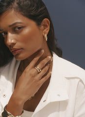 Gold Tone Shell Ring Set