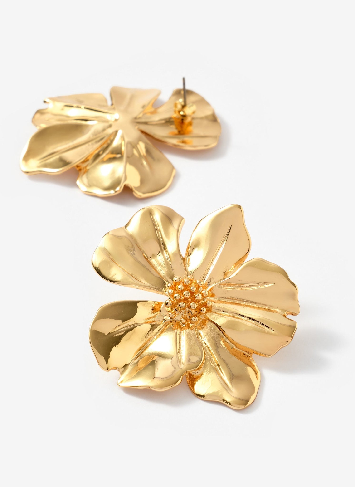 Gold Tone Statement Flower Earrings