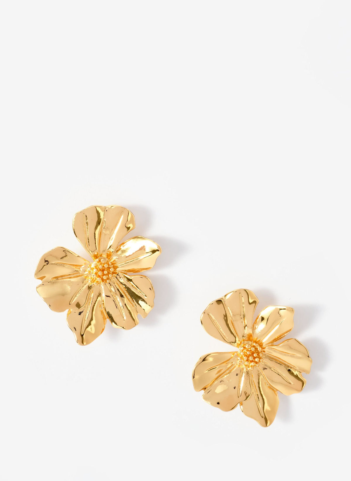 Gold Tone Statement Flower Earrings
