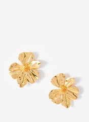 Gold Tone Statement Flower Earrings