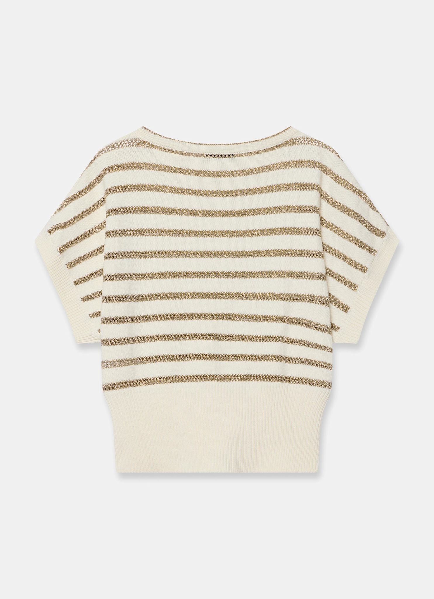 Cream Cotton Blend Metallic Stripe Top