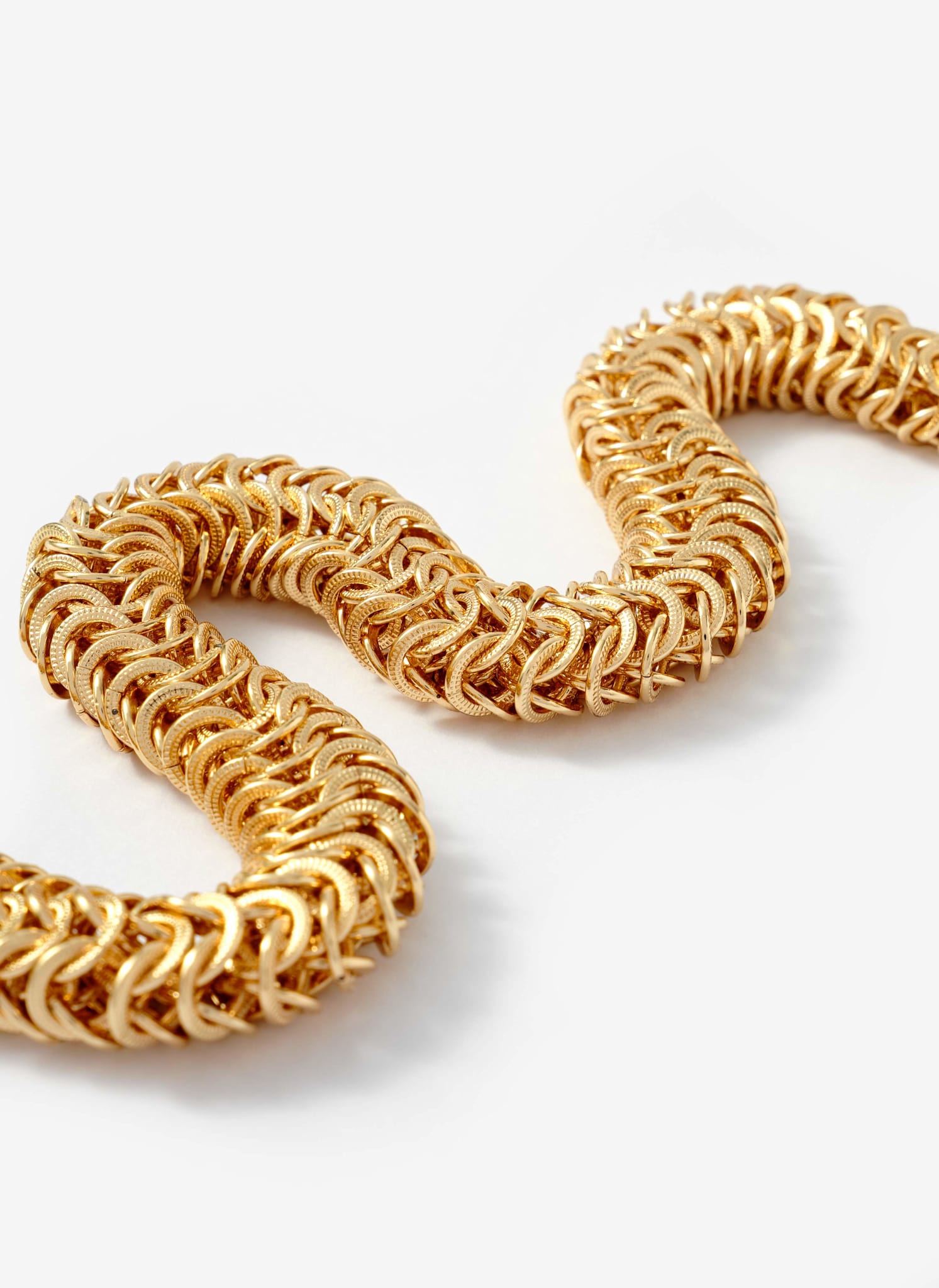 Gold Tone Textured Chain Necklace