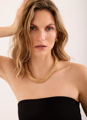 Gold Tone Textured Chain Necklace