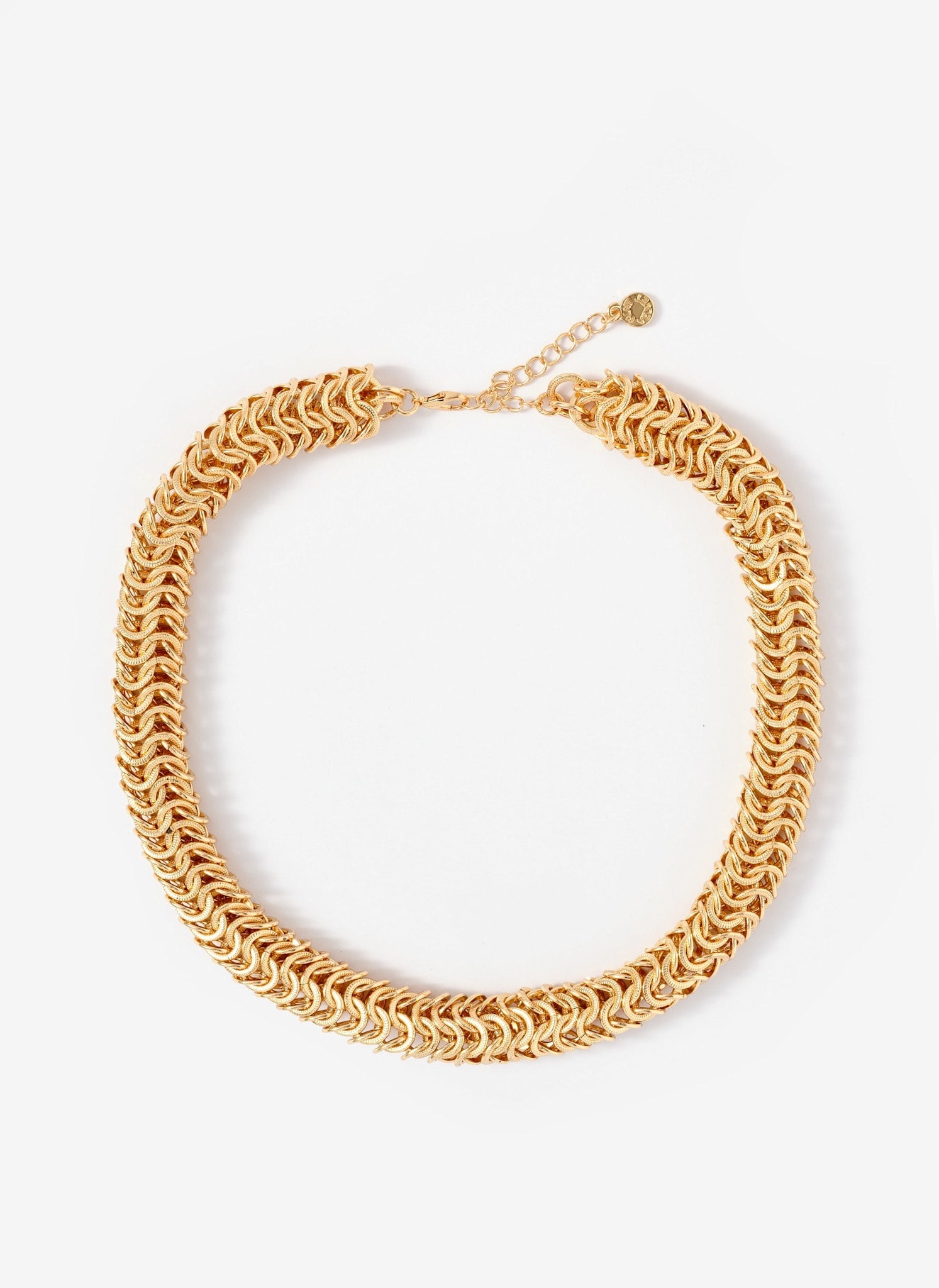 Gold Tone Textured Chain Necklace