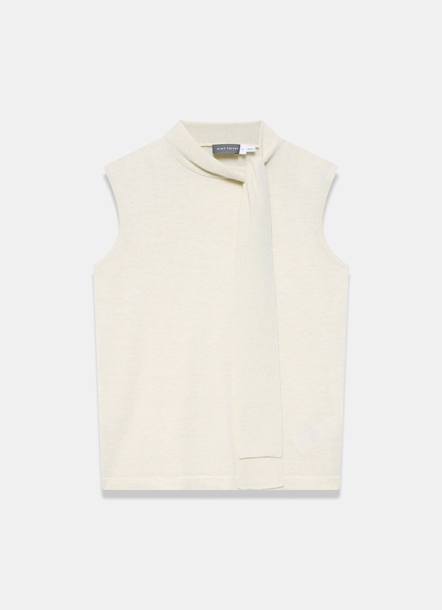 Gold Metallic Knit Tie Neck Top
