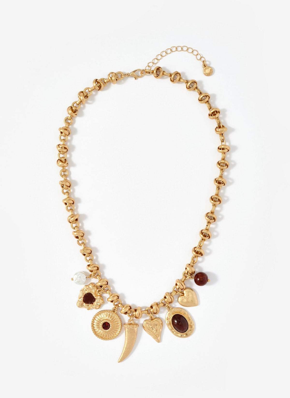 Gold Tone Statement Charm Necklace