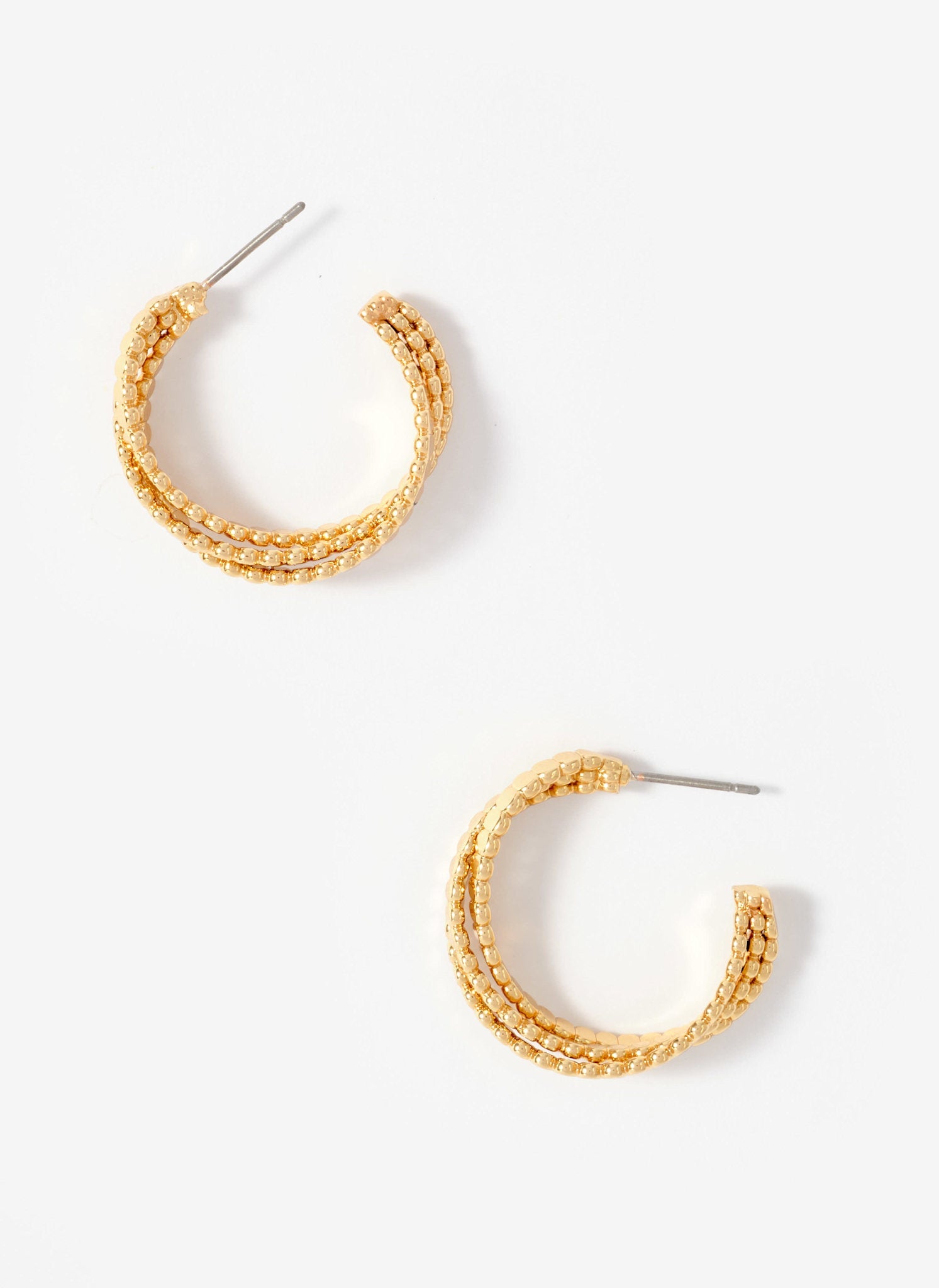 Gold Tone Crossover Hoop Earrings