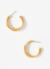 Gold Tone Crossover Hoop Earrings