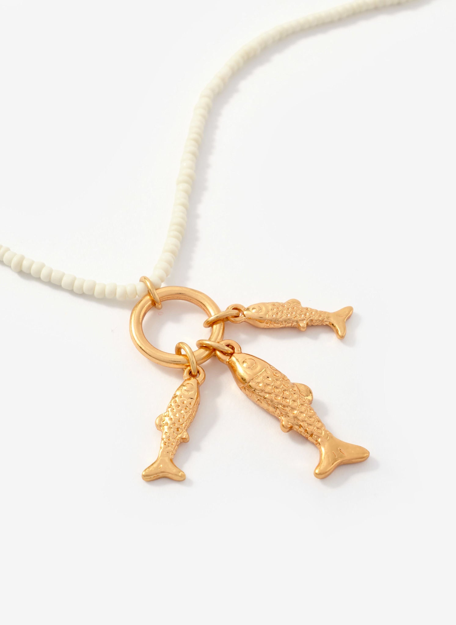 Gold Tone Fish Charm Necklace