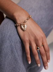 Gold Tone Heart Charm Bracelet
