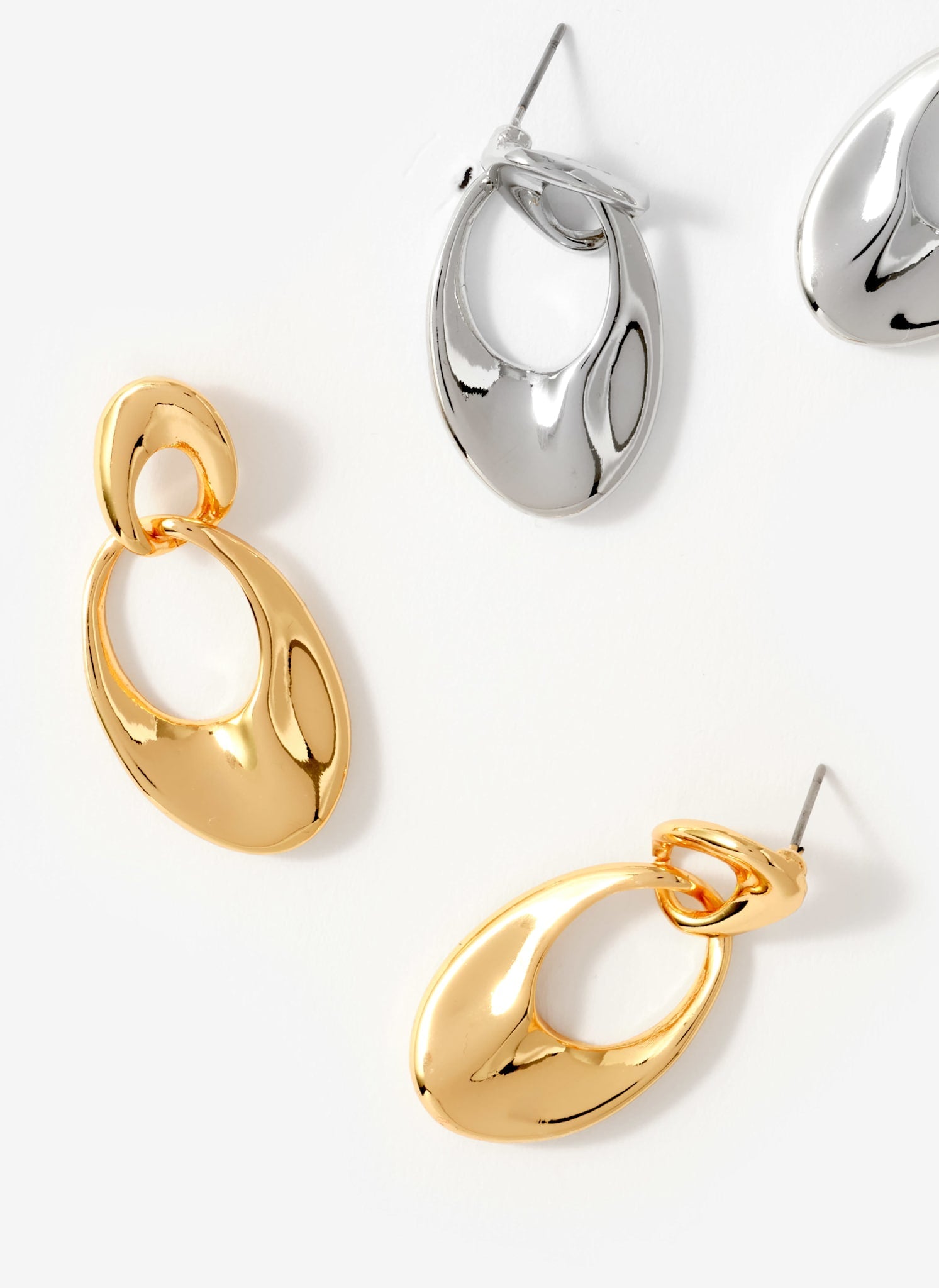 Gold Tone Hoop Link Earrings