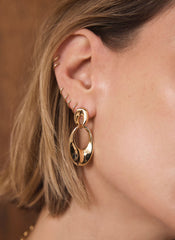 Gold Tone Hoop Link Earrings