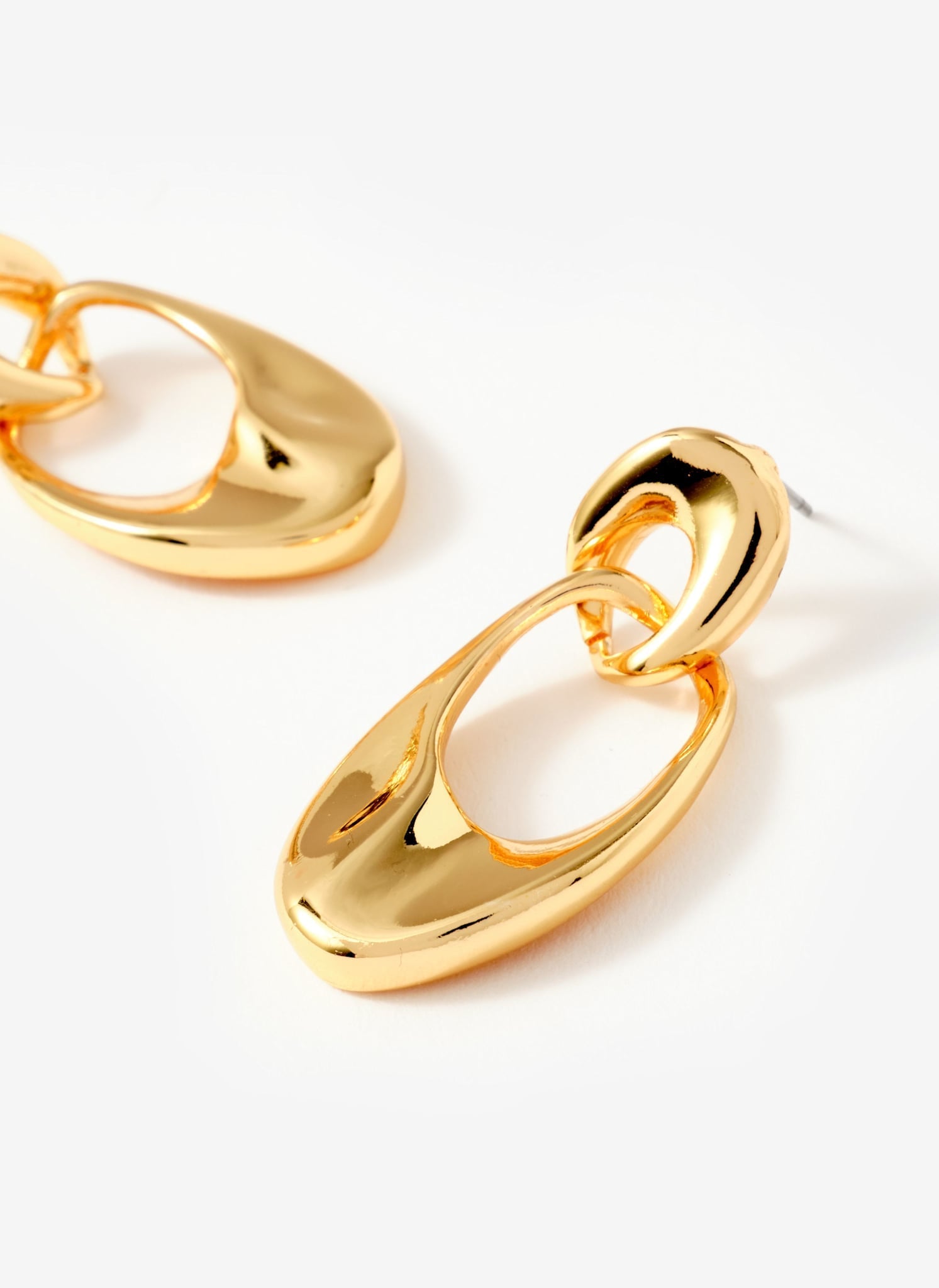 Gold Tone Hoop Link Earrings